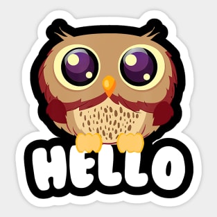 Hello Kawaii Owl Bird Of Prey Lover Sticker